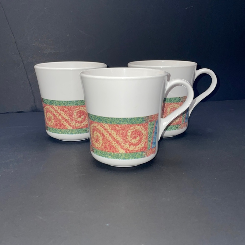 Corelle Corningware Sand Art Coffee Mugs Cups 3 USA Dinnerware